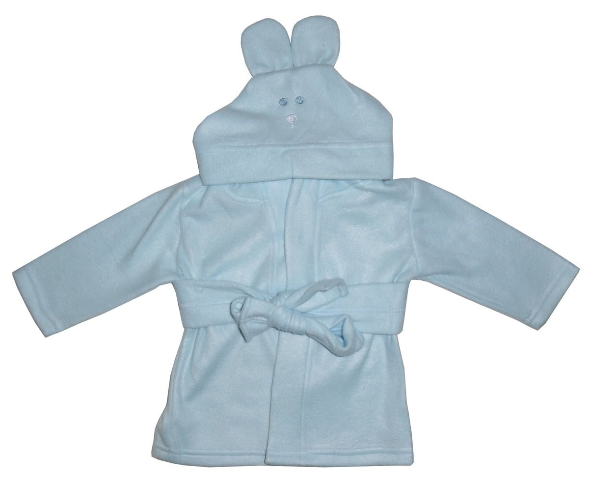 Fleece Robe With Hoodie Blue - HT SHOP