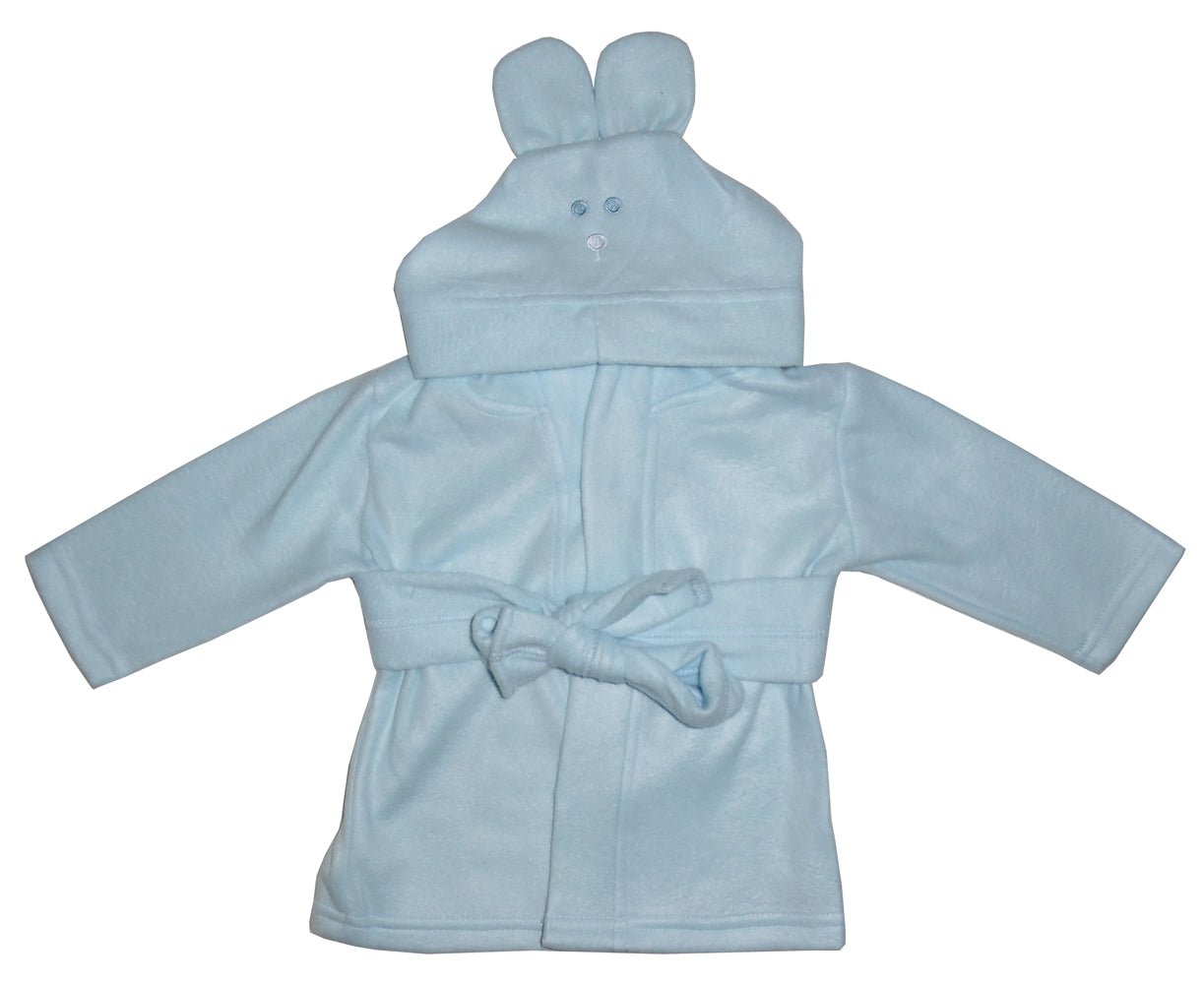 Fleece Robe With Hoodie Blue - HT SHOP