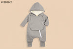 Smart Cuddly Jumpsuit + Bib (Gray) | Soft Baby Outfit for Everyday & Sleep - HT SHOP