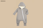 Smart Cuddly Jumpsuit + Bib (Gray) | Soft Baby Outfit for Everyday & Sleep - HT SHOP