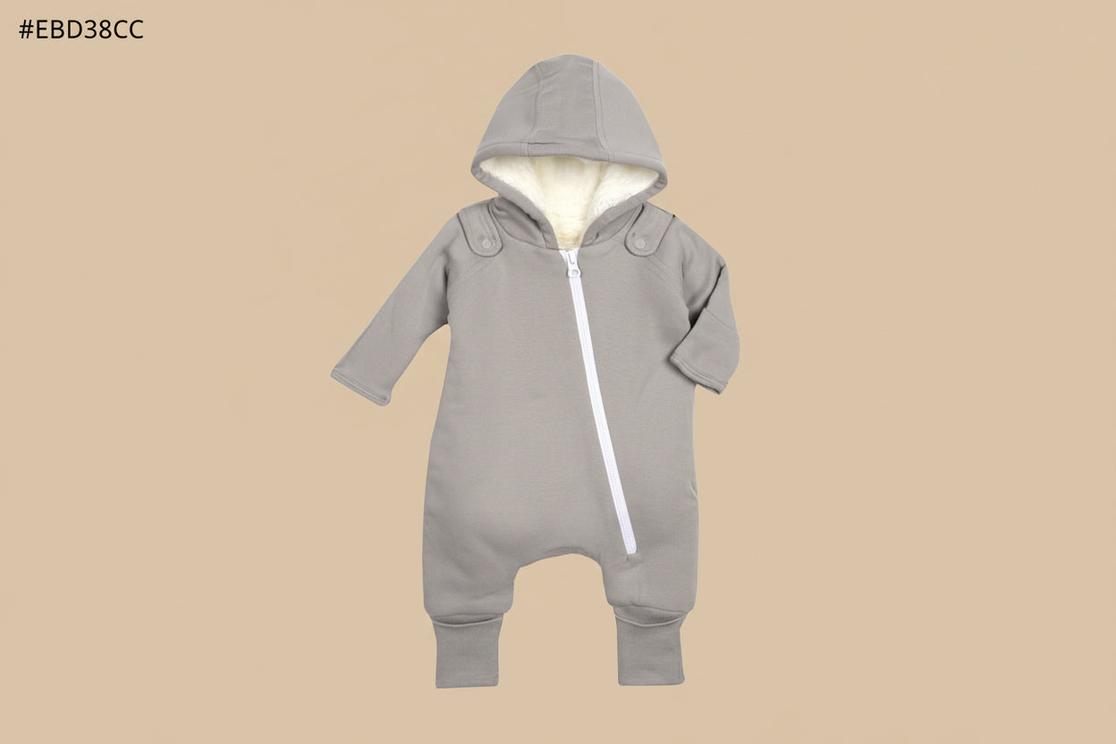 Smart Cuddly Jumpsuit + Bib (Gray) | Soft Baby Outfit for Everyday & Sleep - HT SHOP