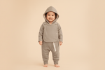 Smart Cuddly Jumpsuit + Bib (Gray) | Soft Baby Outfit for Everyday & Sleep - HT SHOP